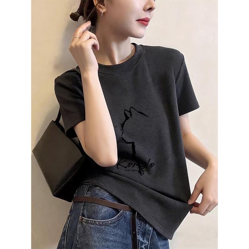 2026 Women's Regular Fit Pure Cotton Short Sleeve T-shirt - White, for Spring, Summer, Autumn