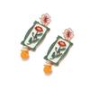 Creative Enamel Flower Dangle Earrings Painting Charm Metal Geometric Stud Earrings Alloy Jewelry Accessories