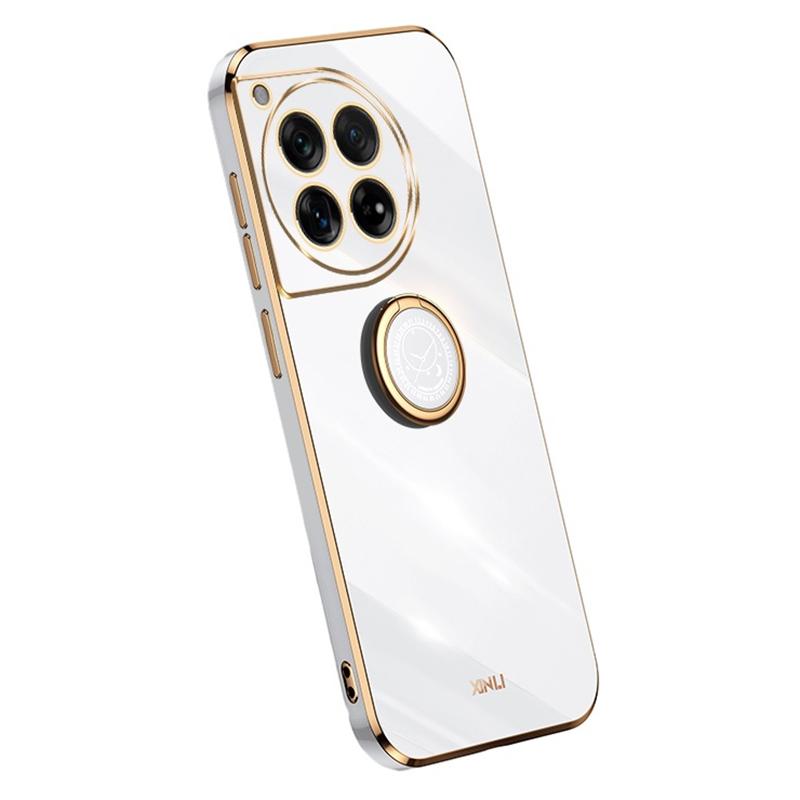

XINLI For OnePlus Ace 3 5G/12R 5G Case Ring Kickstand Electroplated TPU Cover White