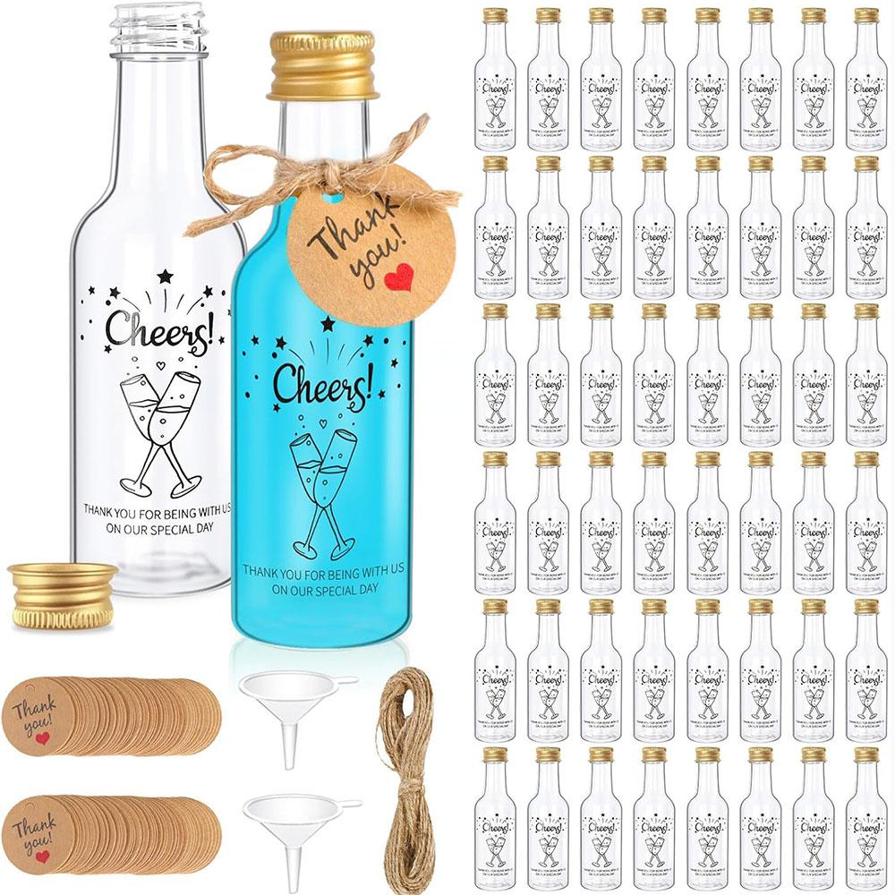 50Pack Mini Liquor Bottles,1.7oz/50ml Mini Wine Bottles Empty Shot Bottles for Wine Juice Alcohol Birthday Wedding Party Favors 1.7oz 50ml