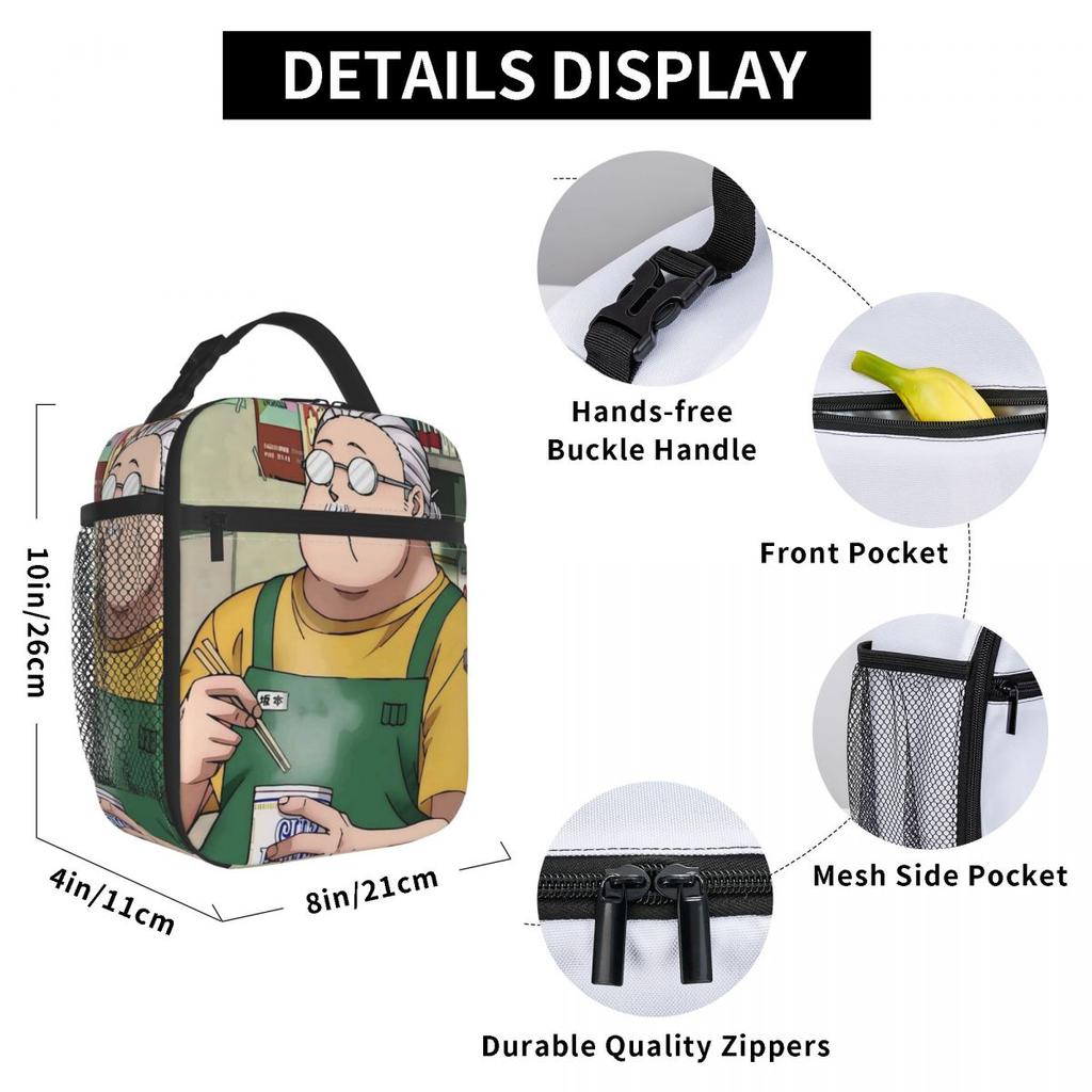 Anime Sakamoto Days Sakamoto's Insulated Lunch Bag for Women Kids Portable Food Boxes Thermal Lunch Box Tote