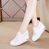 Leder Weiß Bequeme Höhe Keile Schuhe Frau Mode Plattform Turnschuhe Frauen Casual High Heels Schuhe Frauen Frühling Herbst