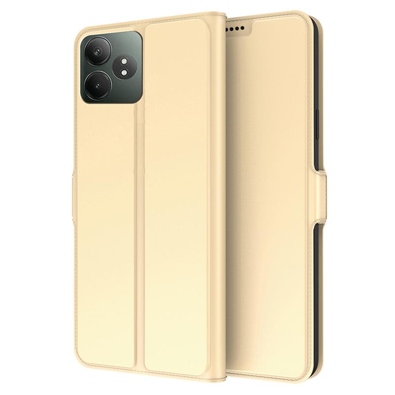 

For Realme GT Neo6 SE 5G/GT Neo6 5G Protective Case Card Slots PU Leather Flip Phone Cover Gold