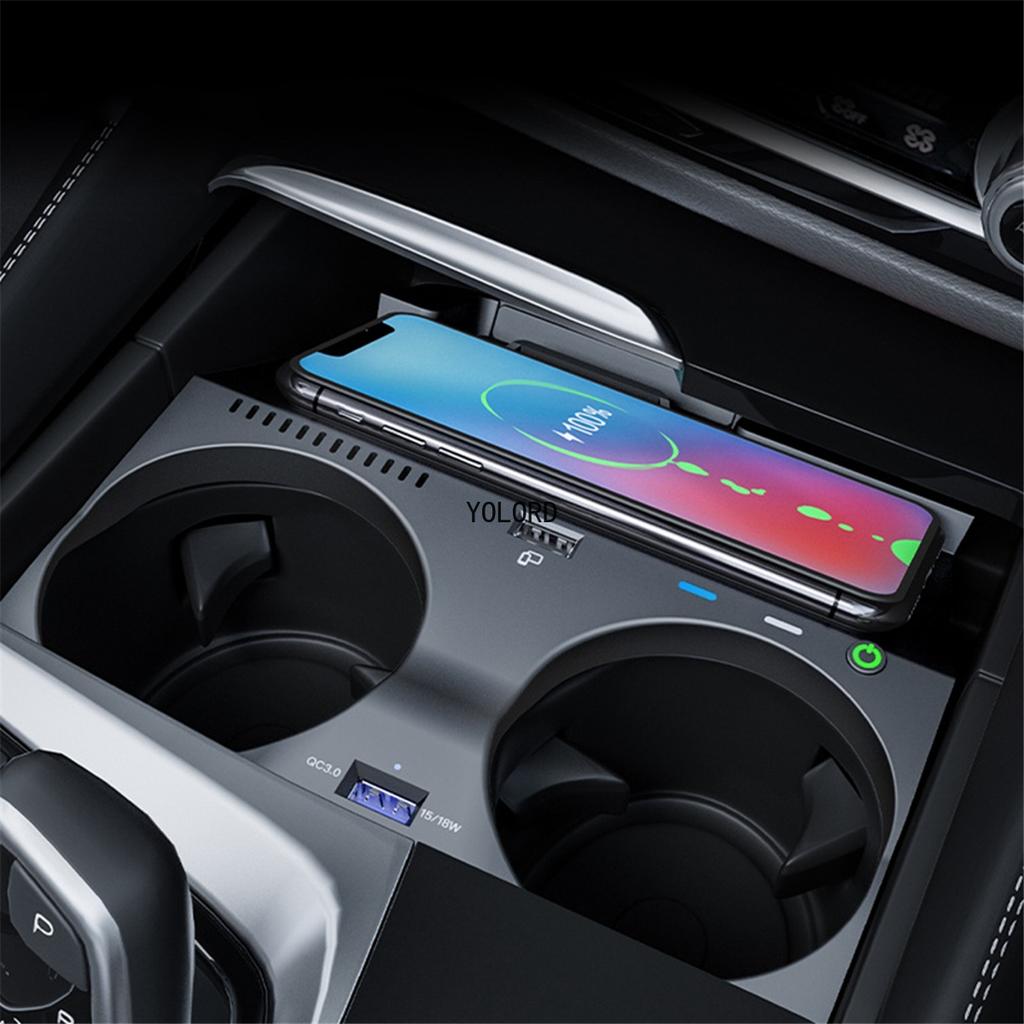 15W Rychlonabíjecí Podložka Auto QI Bezdrátová Nabíječka Držák Telefonu pro BMW Řady 5/G30 G38 G32 M5/GT6 2017-2021
