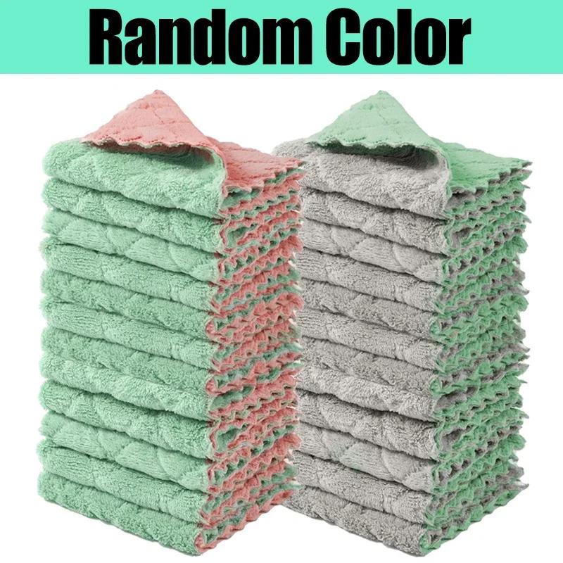 

Двухслойные полотенца для мытья посуды из микрофибры, кухонные полотенца для уборки, суперабсорбирующие полотенца из кораллового флиса, мягкие полотенца для мытья посуды 10pcs