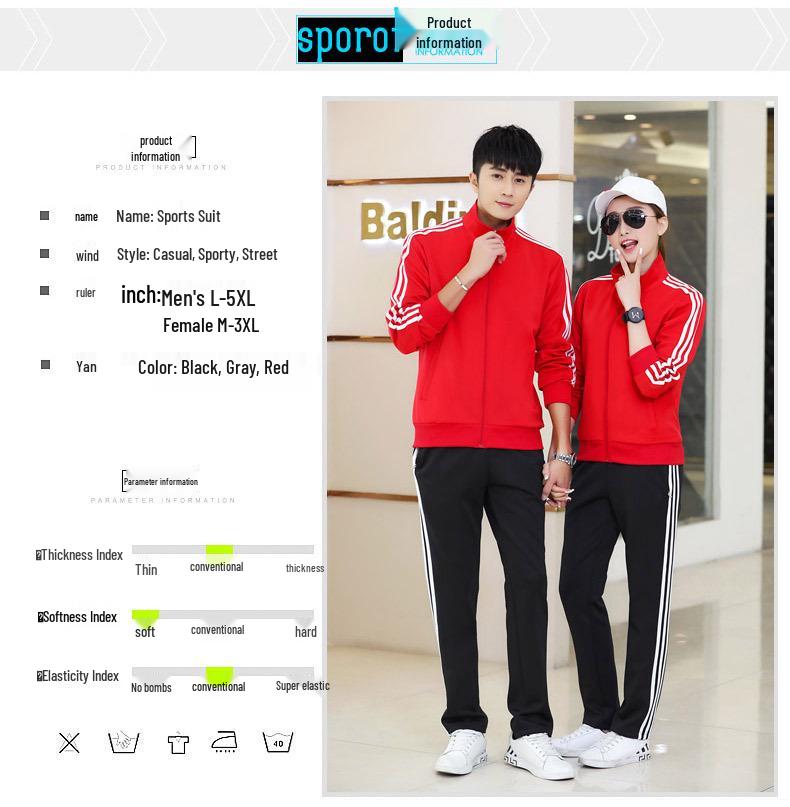 Trendy Three-Stripes Unisex Sports Suit: Customizable LOGO for Spring & Autumn