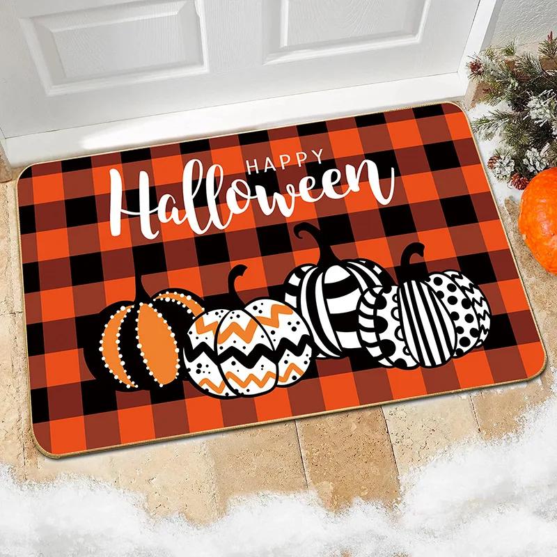 1/2/4PCS Halloween Funny Decoration Door Mat Skull Indoor Entrance Floor Doormat Non Slip Halloween Decor Rubber Welcome Mats