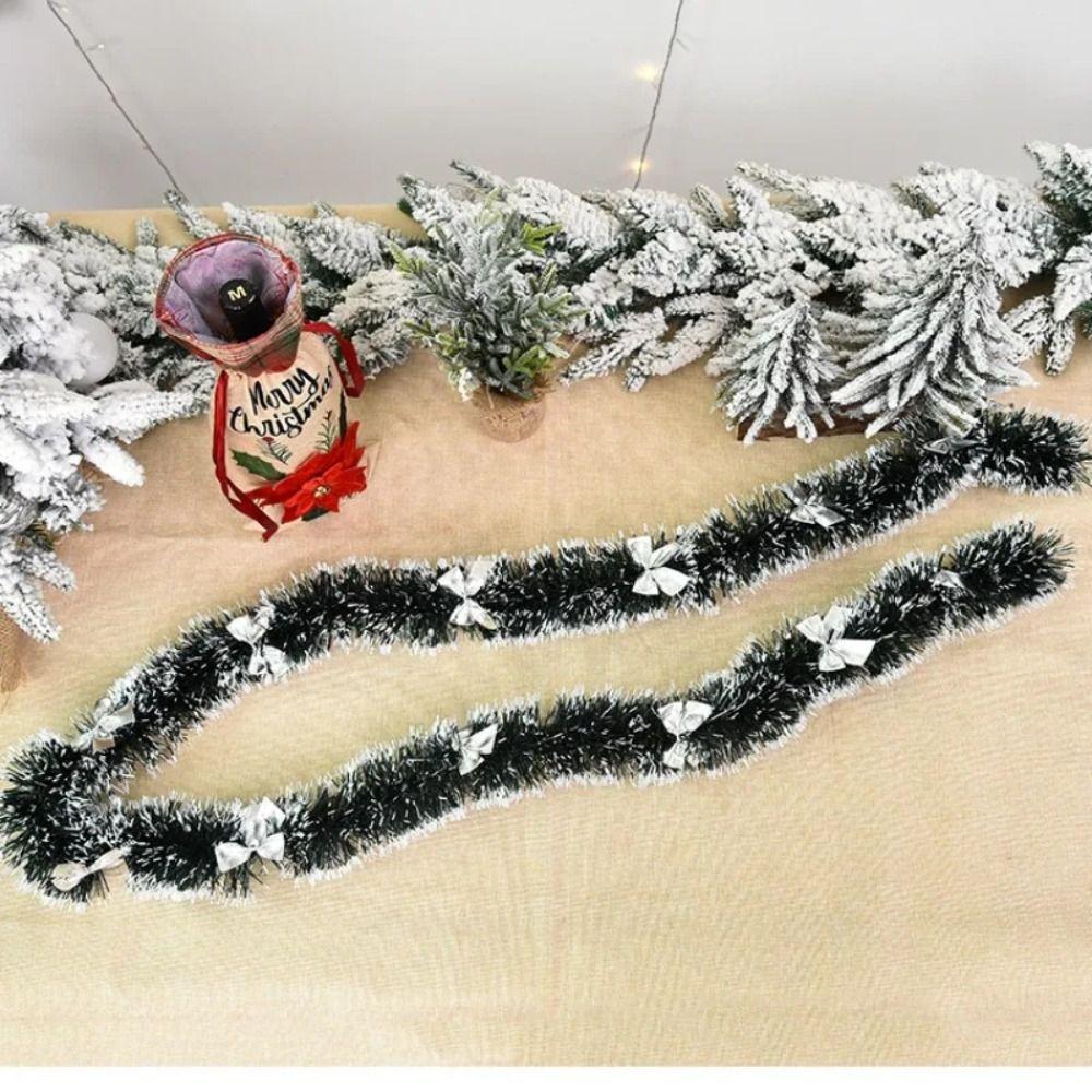 White Border 2m Christmas Tree Pendant Green Cane Tinsel  Xmas Party Supplies