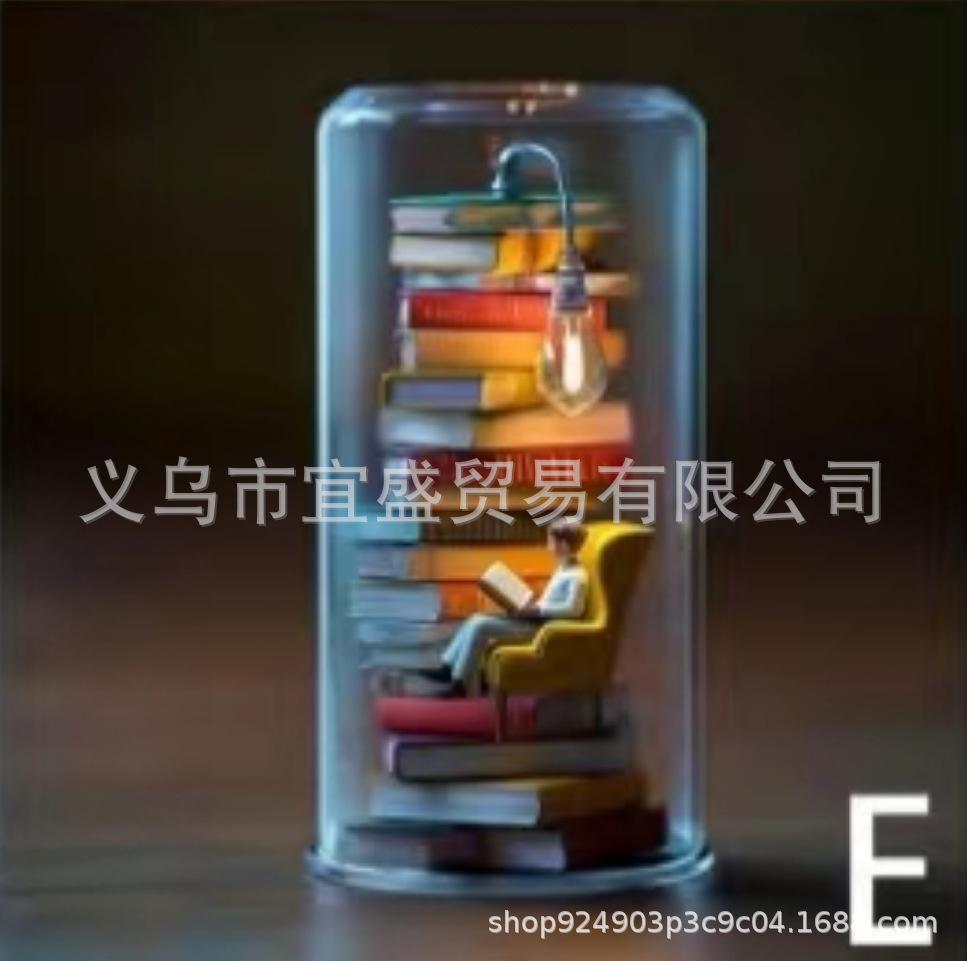 

Креативный читающий человек в пробирке фигурка ночники для книголюбов домашний настольный декор подарок с миниатюрными книгами и светодиодной лампой