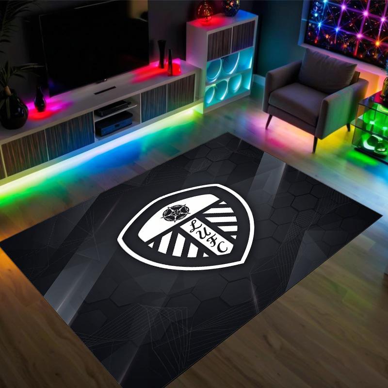 Leeds United Design Kristall Samt Teppich Gemütlich Nicht?Rutschfester Teppich mit Aufdruck für Schlafzimmer Wohnzimmer Eingang