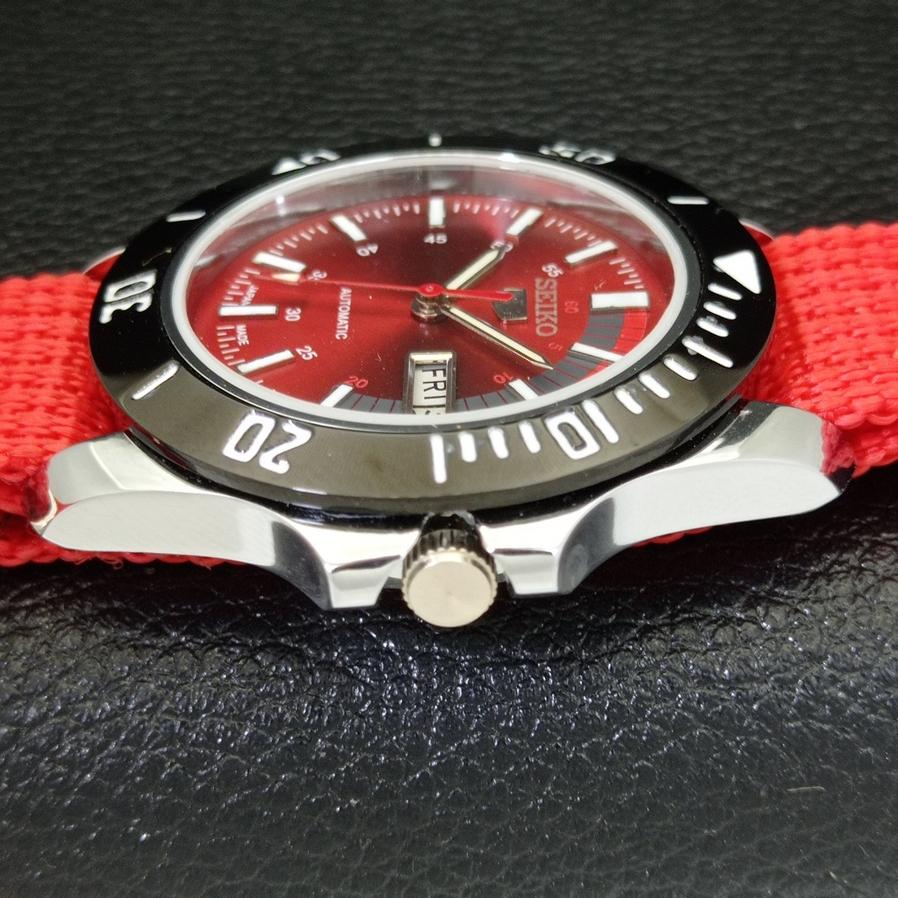 SEIKO 5 AUTOMATIC REFURBISHED 6309A JAPAN MENS RED DIAL WRIST WATCH a426514-2