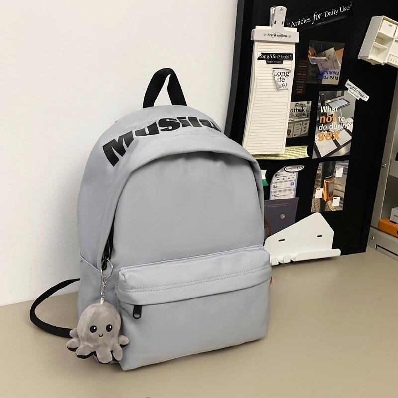 New Solid Color Popular Backpack Fashionable Simple Large Capacity High School Students Backpack School Bag