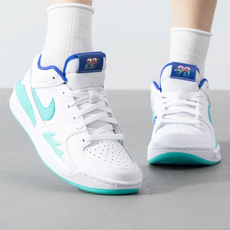 Jordan Stadium 90 Slip Resistant Abrasion Resistant Low top Kids' Running Shoes White Green Blue Unisex HJ3515-100