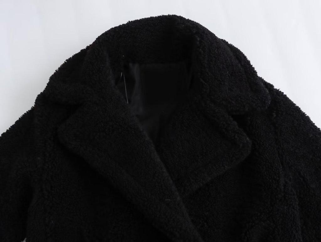 Evropský a americký dámský podzimní a zimní fleecový streetový módní dlouhý kabát