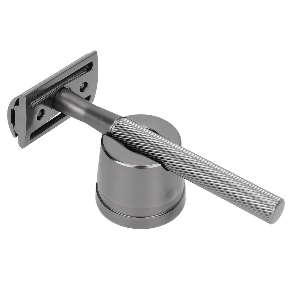 Zinc Alloy Men Portable Brass Handle Double Shaving with Base for Face Grooming