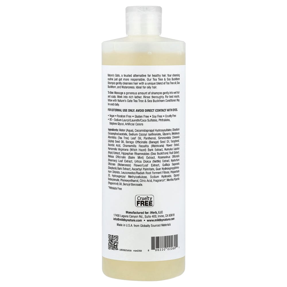Natures Gate Tea Tree & Sea Buckthorn Shampoo for Oily Hair, 473ml (16 fl oz)
