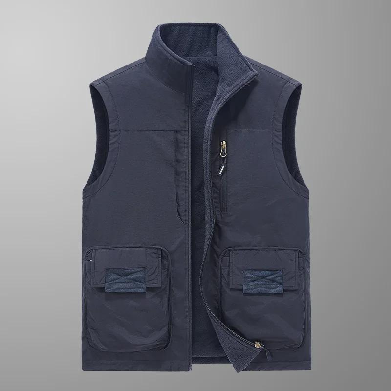 Men's Double-Sided Polar Fleece Vest - Windproof, Warm, and Plush for Autumn/Winter Outdoor Activities