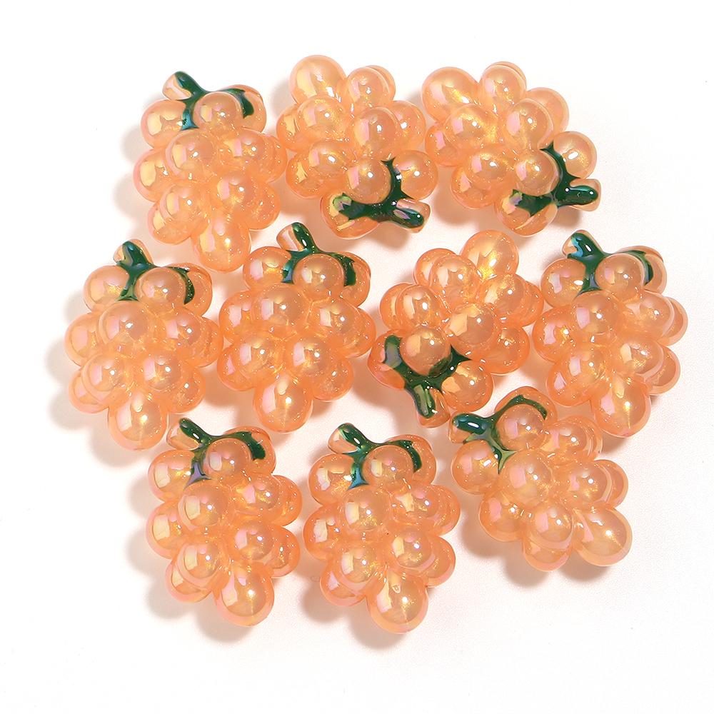 10pcs/lot Plated Colored Acrylic Beads Cute Grape Shaped Big Hole Loose Spaced Beads For DIY Headwear Hairpins Decor Accessories