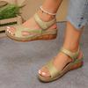 Damen Sommersandalen mit offenen Zehen und Schnallen-Knöchelriemen, Plateau-Keilabsatz, Bequeme rutschfeste Sandalen zum Gehen, Strandschuhe für Damen, Lässige elegante Schuhe