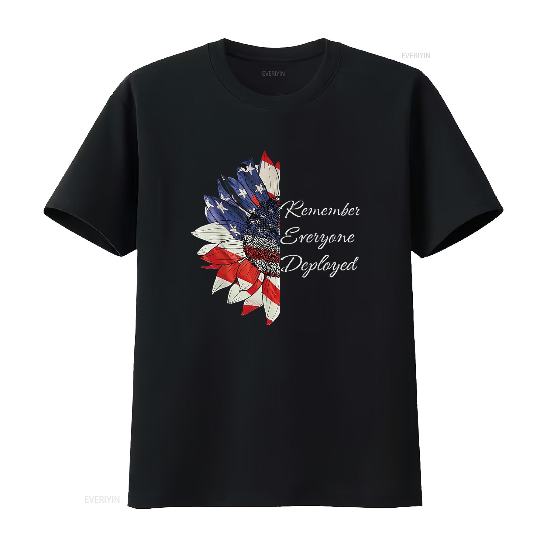 

Mens Remember Everyone Deployed Wear Red on Friday Military T Shirt Black vintage Washed Stretched homme Versatile Breathable 4XL