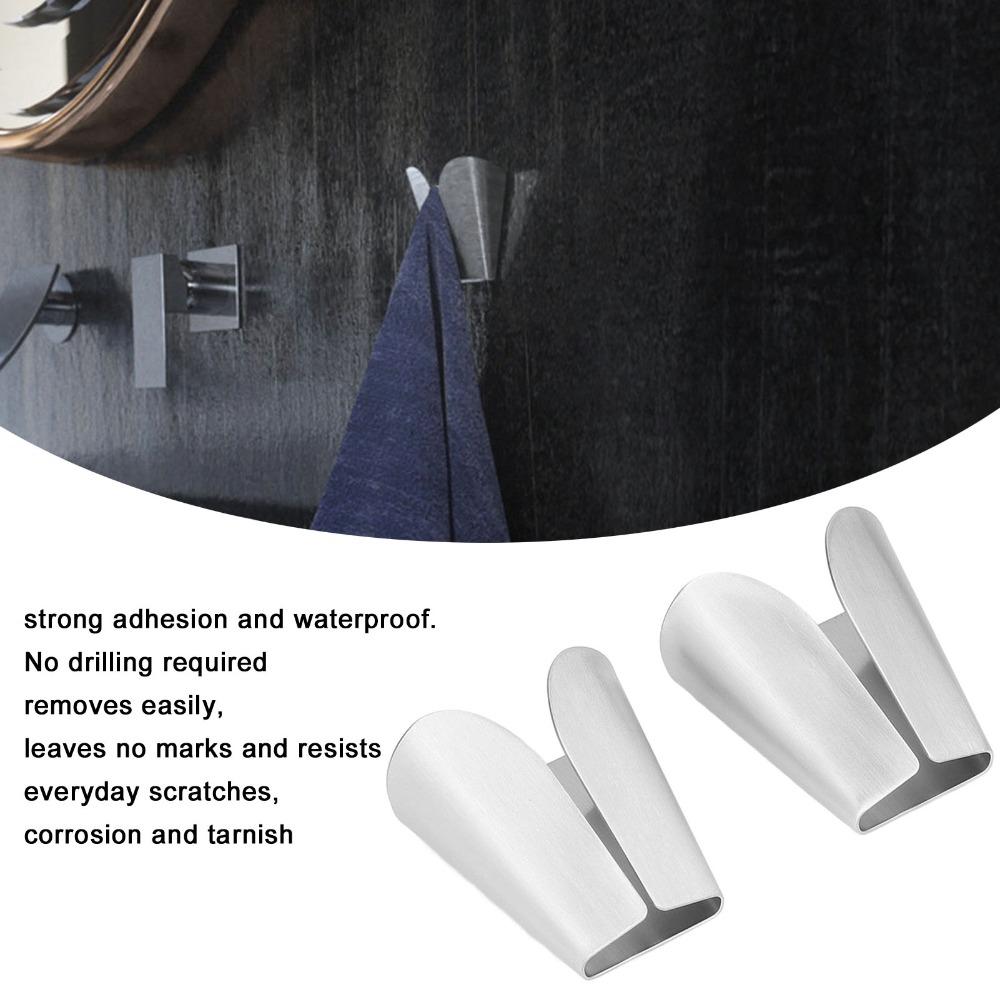 2 PCS Silver Towel Hook Brushed Finish Towel Holder Durable Towel Hook Hanger  Over the Door