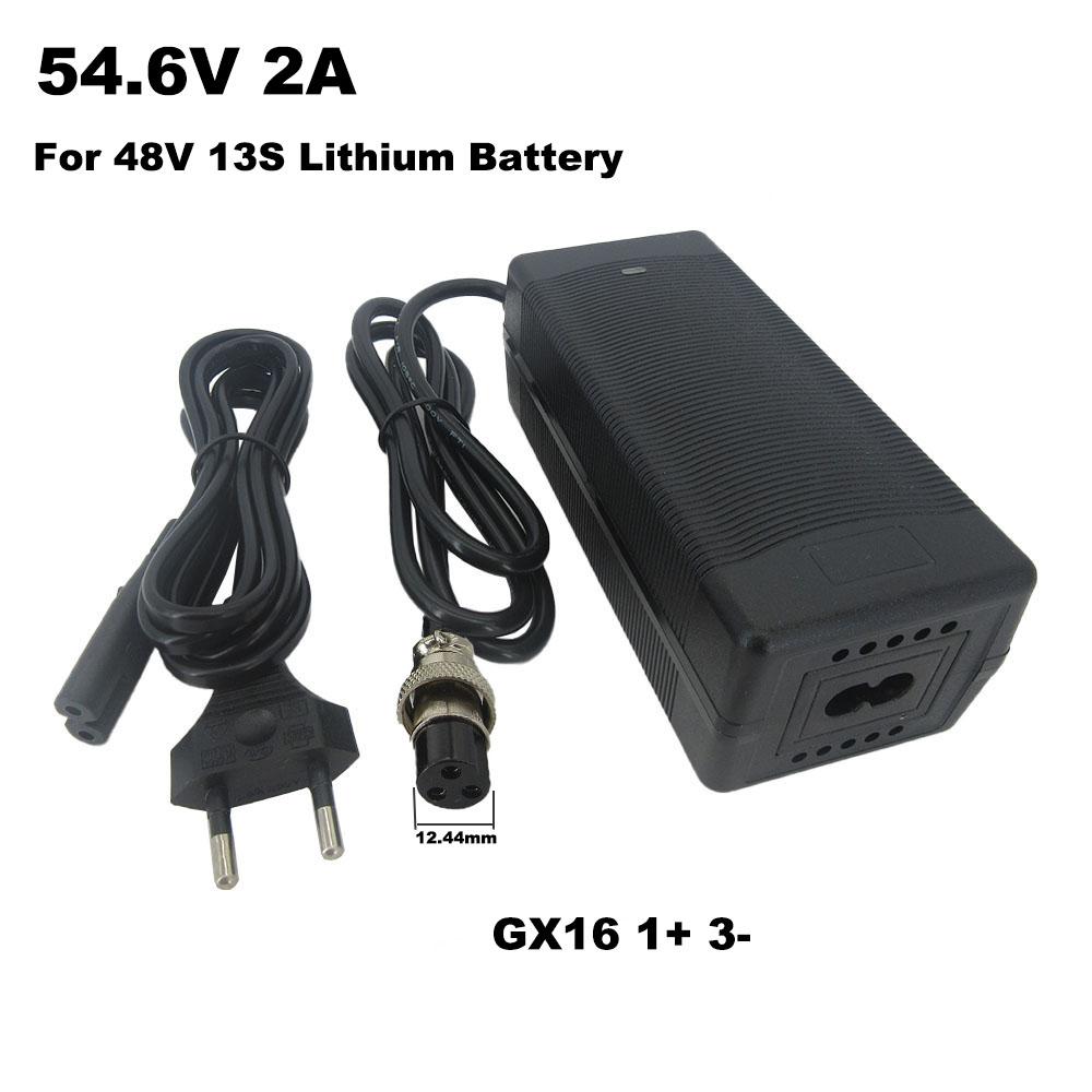 54.6V 2A Lithium Charger 48V 48 Volt 2A 13S Li-ion 8AH 10AH 12AH 13AH 14AH 15AH 18650 Battery Charger GX16 XLRM DC Port With Fan