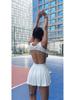 Regina Women's Nude Sports Dress: Anti-Exposure Tennis Skirt with Breathable Fabric and Chest Pad for Outdoor Running and Fitness.