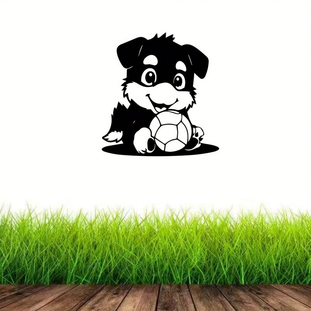 Retro Dog Wall Art Rust Proof Iron Statue Football Pet Lover Gift Home Decor