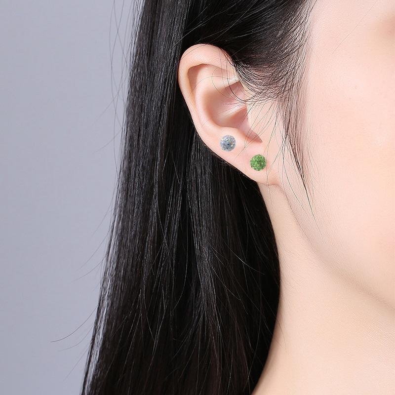 Soft Clay Crystal Ball Ear Stud with Bone Setting, Fashionable for Daily Wear, Full Diamond Design, High-end Romantic Couple Ear Stud Earrings