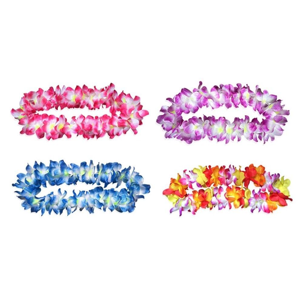 

LIOOBO Hawaiian 4 Hawaii Hula Dance Hawaiian Hibiscus Lei Garland Leis, Leis, Leis, Decoration, (Rose Pink, Blue, Purple)