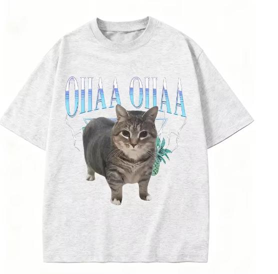 

2025 Забавная Мем Кошка Oiia Oiia Крутящаяся Кошка Oiiai Oiiiai Футболка с Кошкой Милый Наряд с Графикой Любитель Котят Женская Модная Футболка 4XL