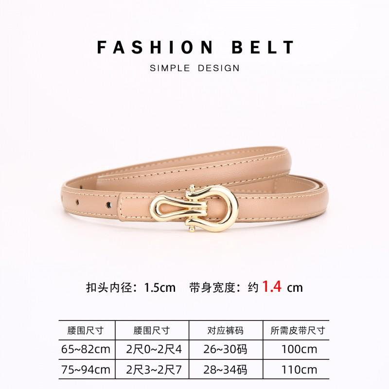 Womens Genuine Leather Thin Belt With Zinc Alloy Buckle Fashion Minimalist Waistband Dresses Pants Casual Office Wear