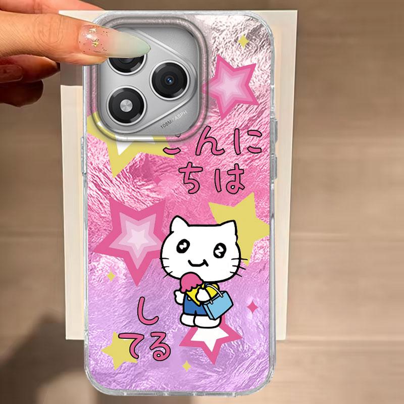 

Чехол для Honor 400 Lite 200 Pro 200Lite X9c X9a X8b X8a 5G Чехол для телефона Розовый Мультяшная Буква Милый Кот Силиконовый Для Honor 200 Сумки Honor X8a белый