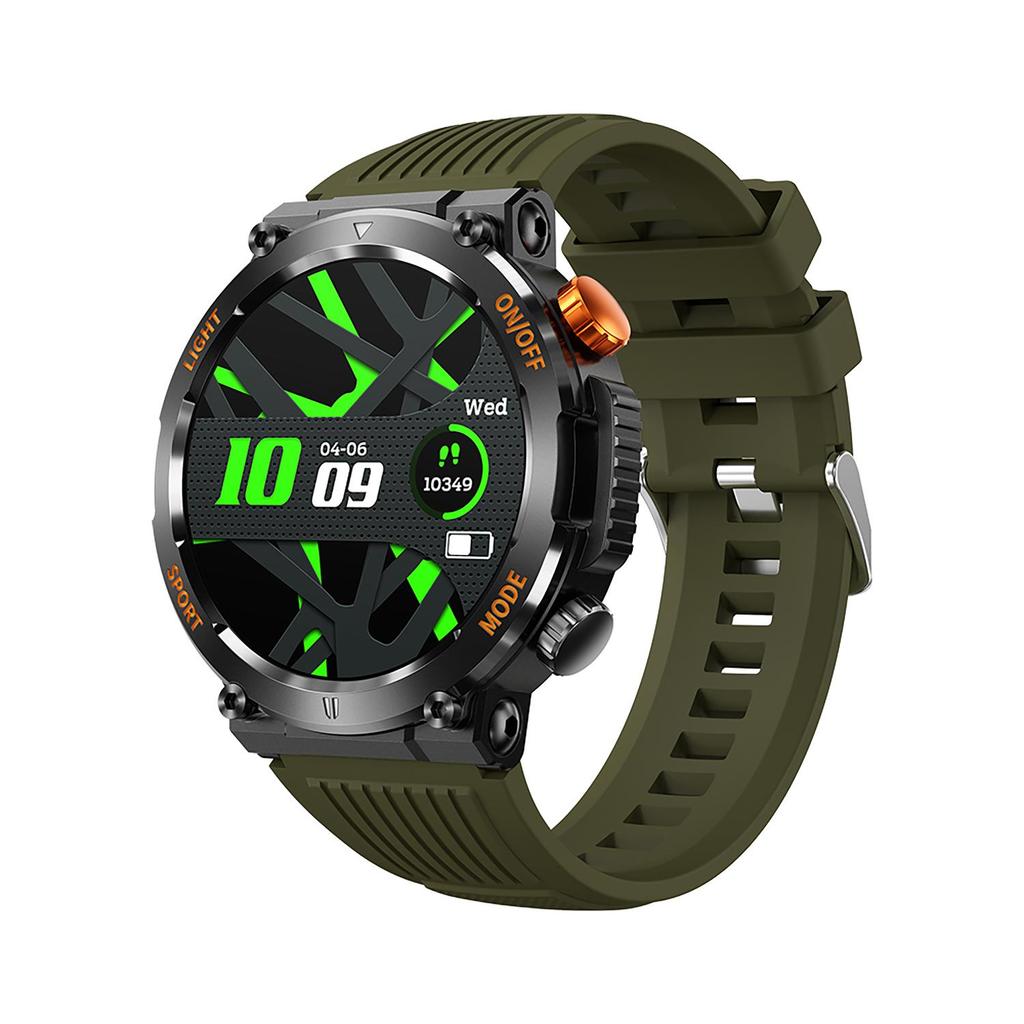 Militärische QTLLBT SmartWatch 1,46 Zoll HD LED Taschenlampe Kompass Fitness Tracker mit Funktion Sportuhr, Herzfrequenz SPO2 Kompatibel mit