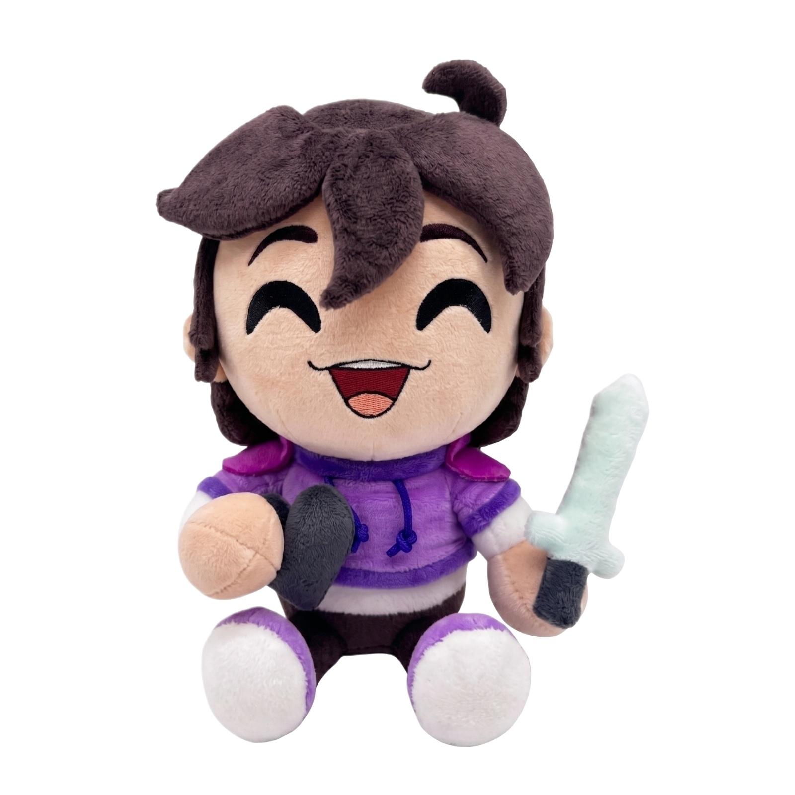 

25cm Plush Doll Soft Stuffed Toy Character Sitting Design with Sword Accessory Collectible Figure for Display and Gift one size