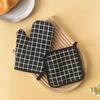 Cotton Linen Microwave Oven Baking Gloves Set Of 2 Heat Resistant Oven Gloves With Heat Insulation Pad For Kitchen Cooking Kit
