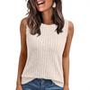 Dámské topy Kulatý výstřih Bez rukávů Slim Fit Pletené topy Jednobarevné Elastické Žebrované Tílka na denní nošení