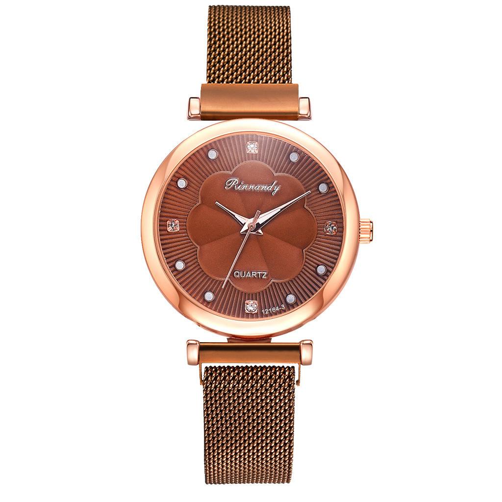 5Pcs/set Women's Simple Mesh Belt Magnet Quartz Watch + Bracelet Set Quartz Watch