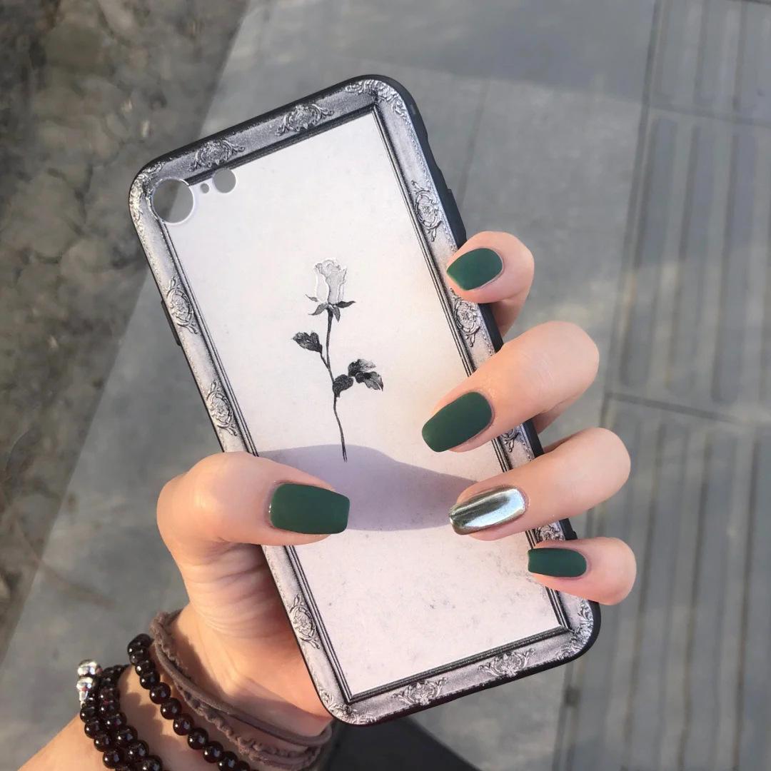 

81-120 Wearable Nail Art: 24 Removable Gel Matte Glitter Shell Gold Foil Nail Tips