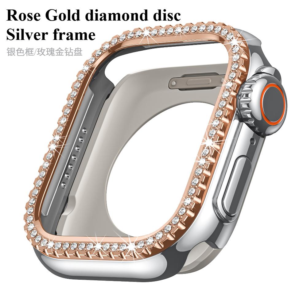 Lesklý Glamour Diamantový Dutý Ochranný Nárazuvzdorný Kryt iWatch Watchase Pro Apple Watch Kovový 44mm 45mm Bling Kryt pro iwatch SE/9/8/7/6/5