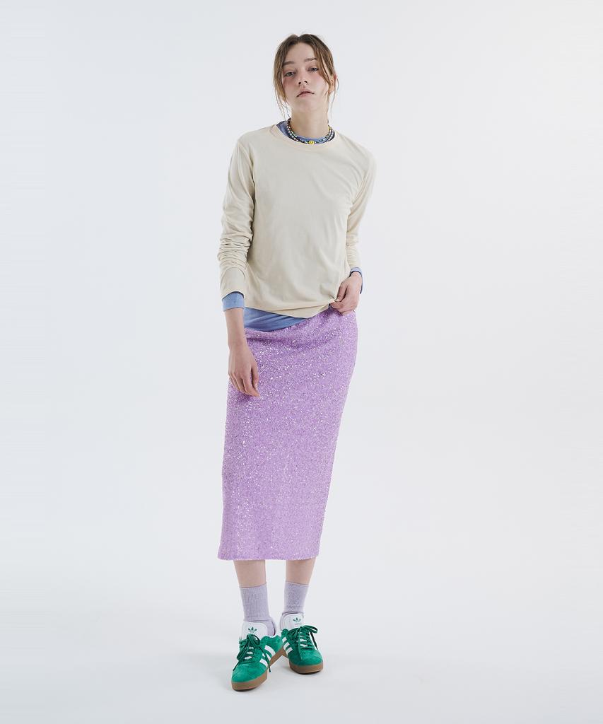 VOYONN Round Neck Long Sleeve T-Shirt Cream Yellow 0110
