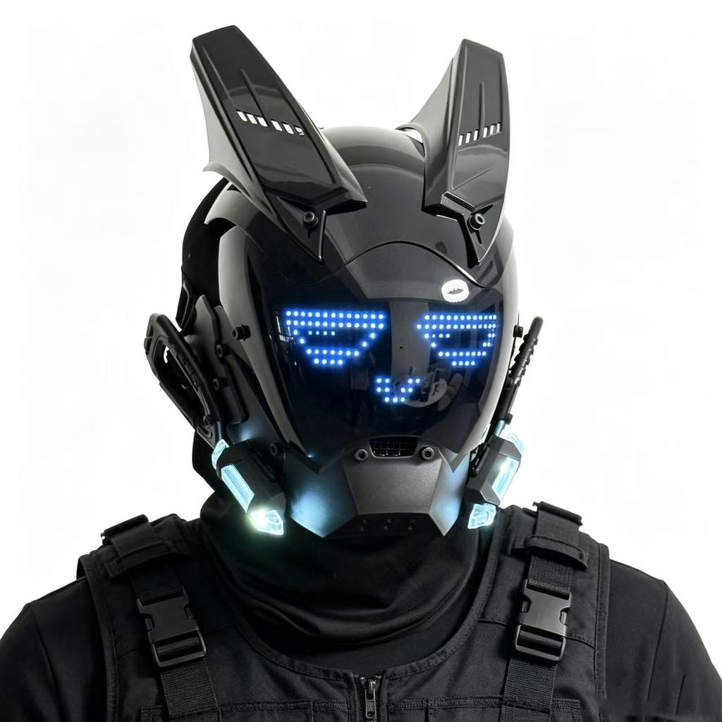 Maschera Casco LED Cyberpunk con Schermo Integrato - Controllo APP Maschera Integrale Techwear per Halloween Cosplay Festa Festival Musicale