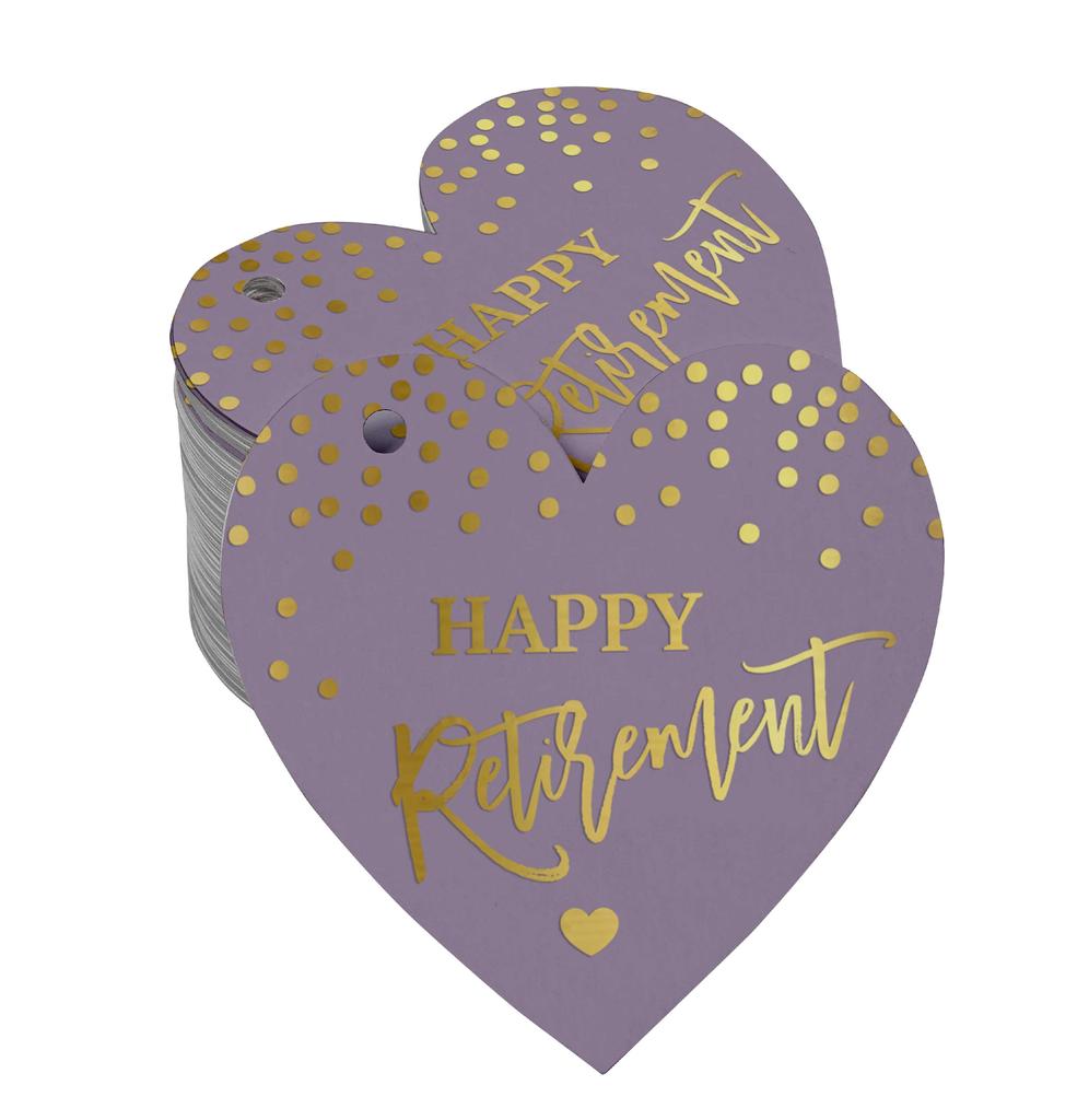 Inkdotpot Silver Foil Paper Hang Tag Happy Retirement Favor Tag 100 Pieces
