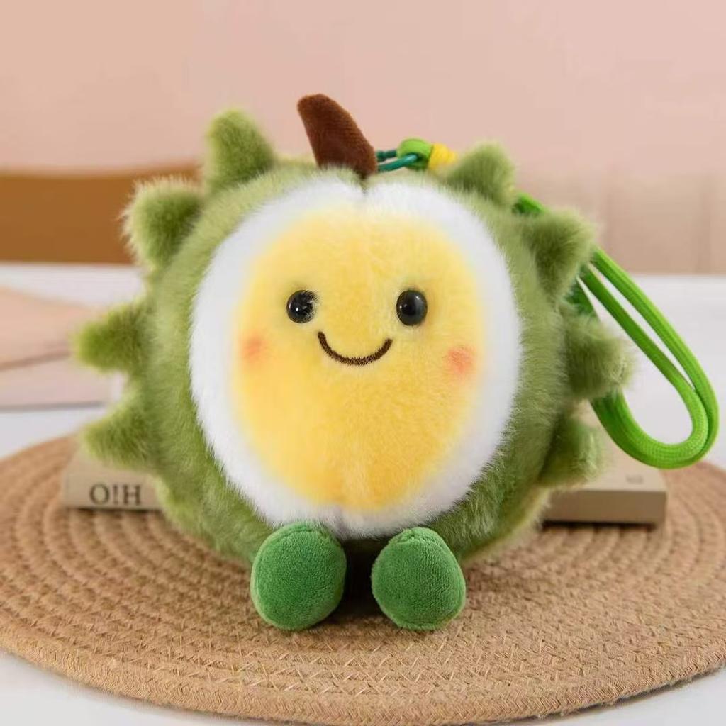 Cute Strawberry Orange Plush Keychain Cartoon Fruit Doll Desktop Ornament Palm Toy Pendant