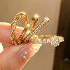 Yupsk 4pcs/set Simple Fashion Golden Stainless Steel Stacking Rings for Women Buling Zircon Waterproof Finger Ring Jewelry