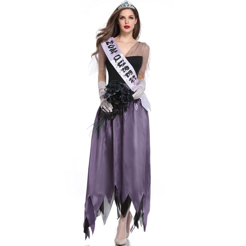 Zombie Queen Costume Vampire Bride Dress Halloween Party Cosplay