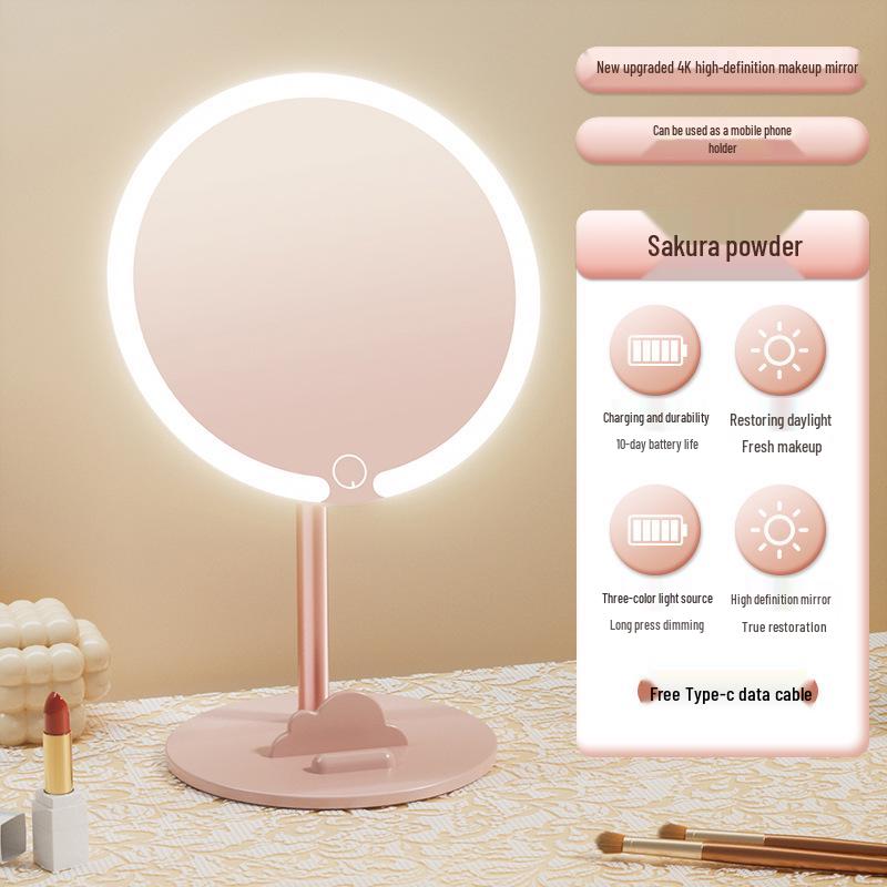 2024 LED Makeup Mirror with Storage - Desktop Vanity Mirror with Fill Light for Students