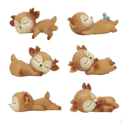 Resin Miniature Fawn Baby Deer Sleeping Figurines Toy Ornaments Decor