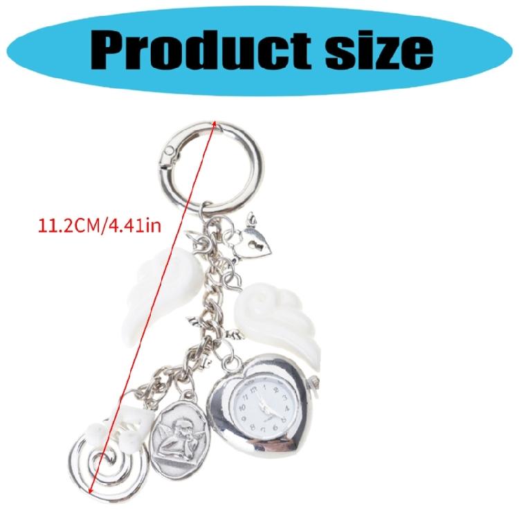 Enchanting Angel Wing Clock Keyring Vintage Alloy Bag Charm Creative Jewelry Accessory For Everyday Use