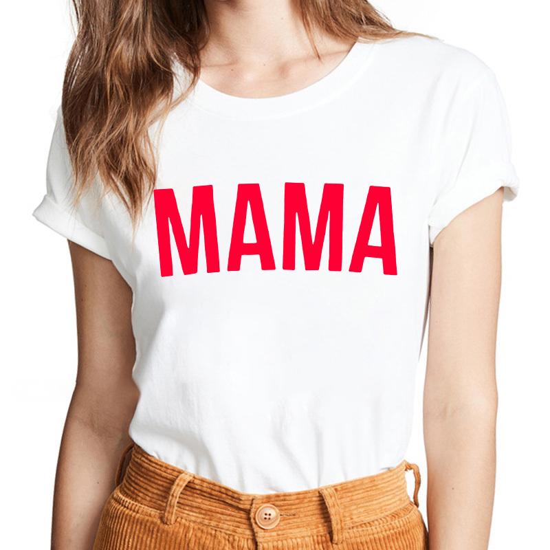 Lattice Mama Bear Letter Print T Shirt Women White Shirts Fashion O-Neck Short Sleeve T-Shirt Summer Tee Casual Top Female Tee